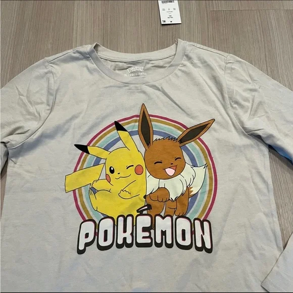 Kid’s Long Sleeved Pokémon Pikachu & Eevee Tee Shirt XL - Picture 3 of 4